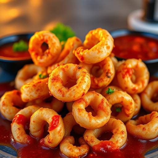 Fried Calamari served with a spicy marinara sauce.